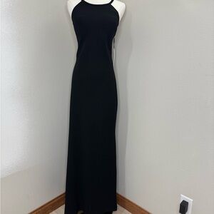 Calvin Klein Black Maxi Dress Size 12 NWT Halter Minimalist Formal